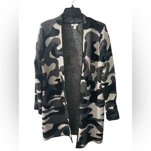 Bold Knit Black Cream and Grey Open Cardigan